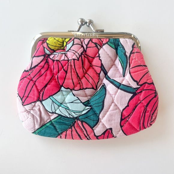 Vera Bradley Turnlock Wallet and Coin Purse Pink and Green Vintage Floral Print - Picture 3 of 9